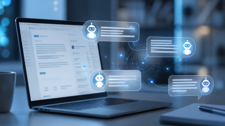 صورة مولدة بالذكاء الاصطناعي لوكلاء رقميين يتواصلون