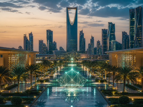 صورة مولدة بالذكاء الاصطناعي لأفق الرياض بمناسبة منتدى أخلاقيات الذكاء الاصطناعي